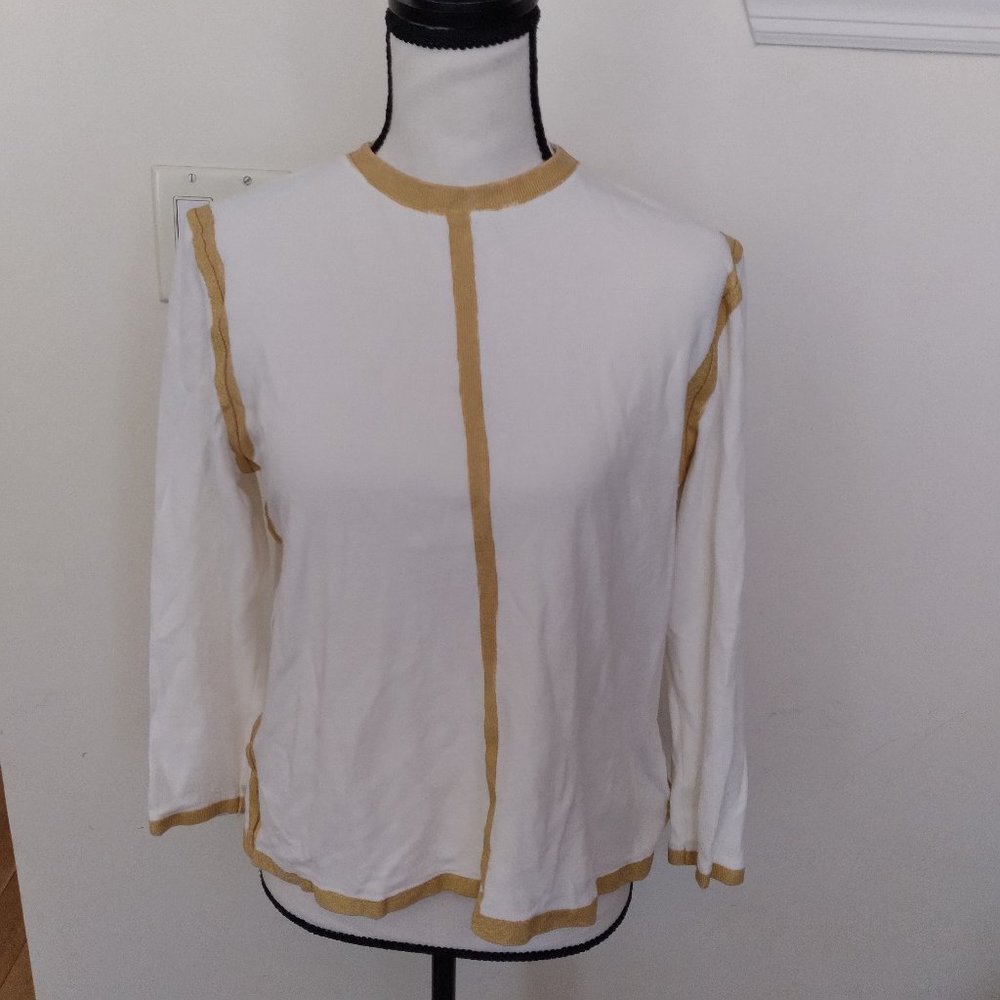 Ermanna off-white sweater with gold trim size 46 (US 14)